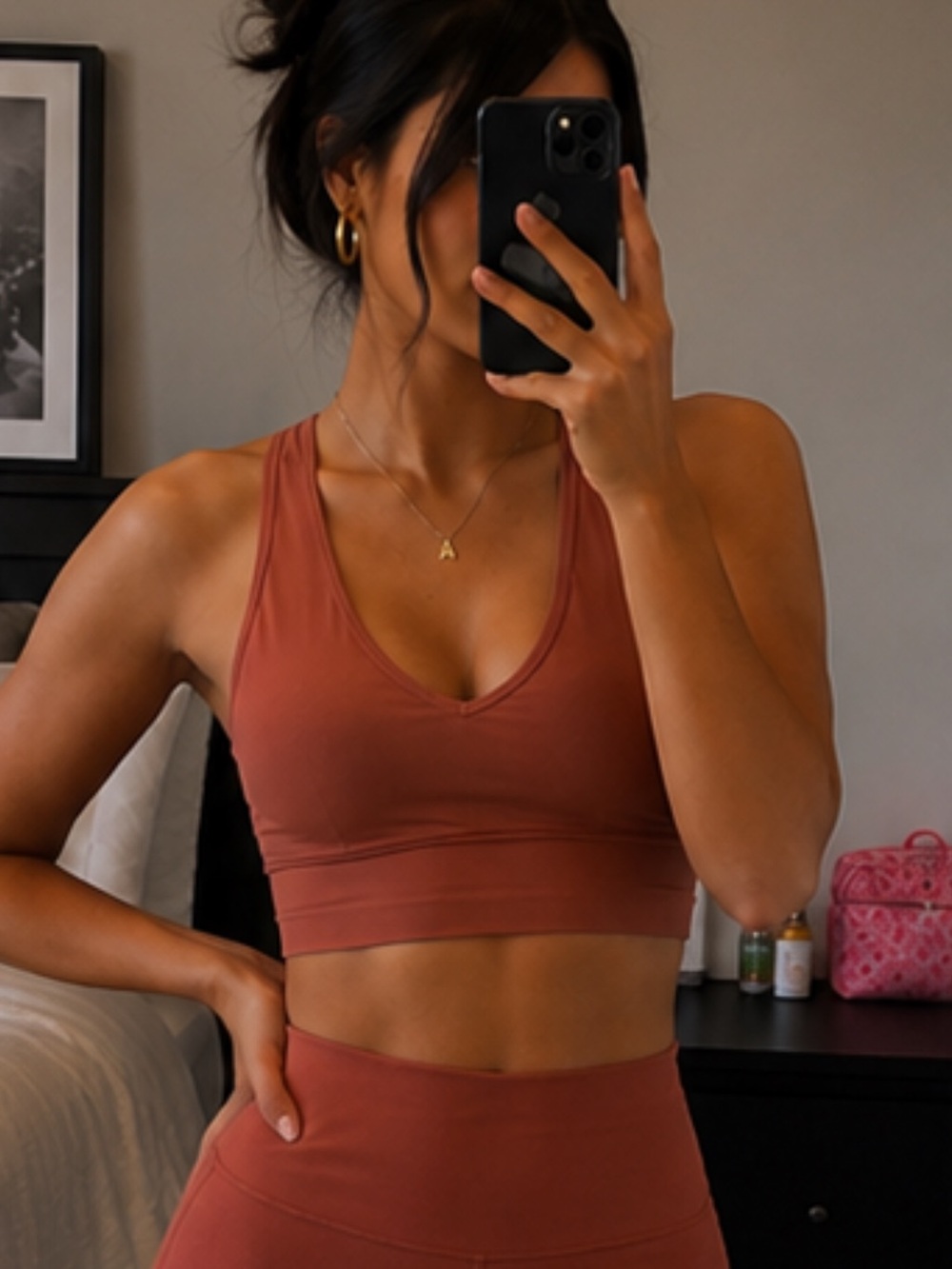 Women’s Seamless Racerback Bralette - Brown, Rust & Burgundy